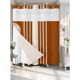 thumbnail image 4 of Burnt Orange Beige Striped No Hook Shower Curtain Waterproof,Bathroom Curtains with Snap in Liners and See Through Top Window,Modern Farmhouse Retro Lines Hotel Bathtub Curtains Shower 66"Wx72"L, 4 of 8