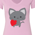 thumbnail image 4 of Inktastic Heart Cat Women's V-Neck T-Shirt, 4 of 5
