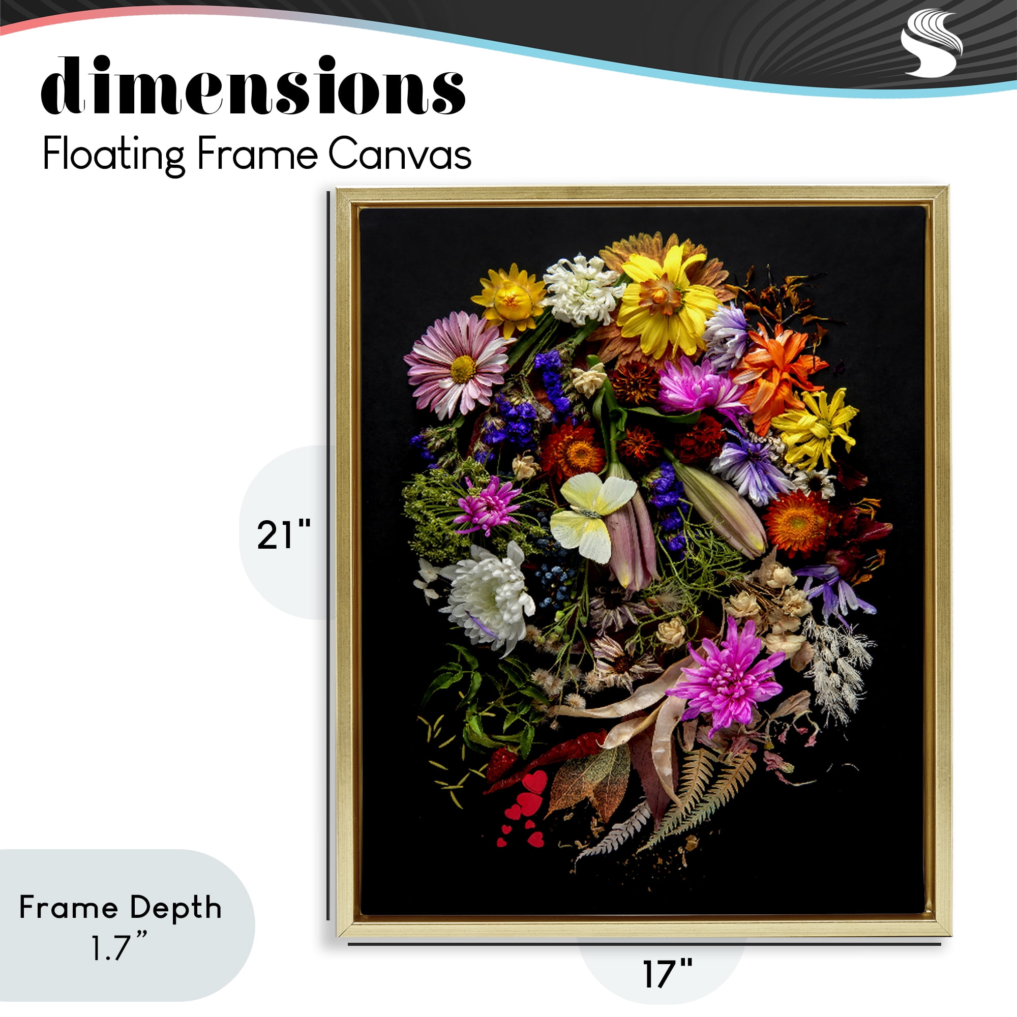 Stupell Industries November Flower Arrangement Gold Framed Floater Canvas Wall Art, design by Carl Kravats