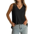 thumbnail image 2 of MESSUEN Sleeveless Tops Women Tank Tops Loose Fit V-neck Raglan Pleated Tank Tops for Women 2024 Loose Fit V Neck Tops Flowy Basic Tees for Women Sleeveless Tshirts for Women Black L, 2 of 5