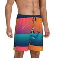 thumbnail image 2 of Gaeub Lighthouse and Whale Printed Men's Short Pajama Pants, Lightweight Lounge & Sleep Bottoms Keep You Cool - X-Large, 2 of 9