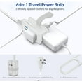 thumbnail image 4 of Portable Travel Power Strip with USB Ports – 3ft Flat Plug Extension Cord with 3 AC Outlets, 2 USB-A, 1 USB-C (20W), Cruise Ship Approved Compact Charging Station (white), 4 of 11