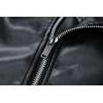 thumbnail image 5 of Men's fashionable black PU leather jacket - A versatile and fashionable black mid-length hooded motorcycle leather jacket for winter stand-up collar casual men. Besides keeping warm for men, 5 of 5