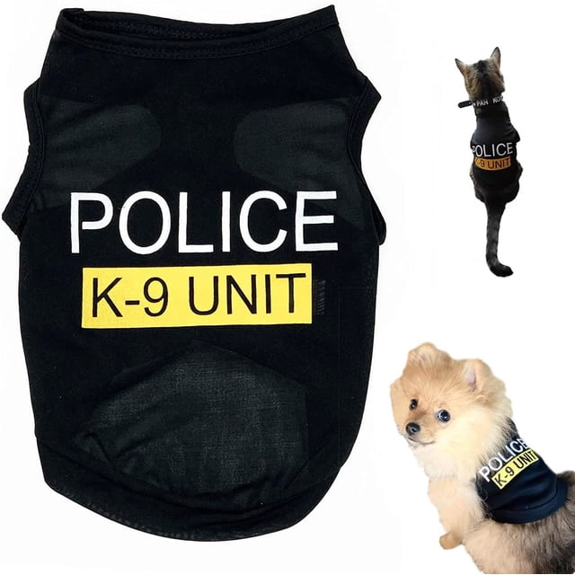 Camiseta para Perros Ropa para Perros y Gatos de policía para Mascotas Disfraces de Verano Camisa para Cachorros, Trajes Transpirables Chaleco Ropa para perritos Extra pequeños y medianos para niños