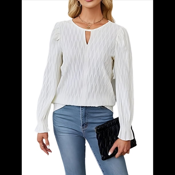 Camisa Formal Informal de Larga para Mujer, Estilo Ejecutivo, con Escote en V, para Trabajo, Moda de Otoño XL