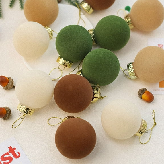 12 bolas navideñas de terciopelo flocadas, adornos de plá para árbol de Navidad, adornos colgantes decorativos para árbol de Navidad, 36 pulgadas