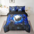 thumbnail image 2 of Erosebridal Baseball Bedding Sets Twin Size,Gradient Geometric Comforter Sets with Sheets,Blue Black,Reversible, 2 of 5