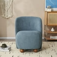 thumbnail image 3 of Modern Armless Accent Chair, Small Reading Chair with Upholstery and Exquisite Round Pine Wood Feet, Low-Back Club Chair for Small Living Spaces, Bedroom, Reading Nook, Blue, 3 of 9