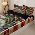 thumbnail image 2 of Manfei Vintage Bass Fish Zipper Twin Comforter Sets with Fitted Sheet and 2 Pillowcases, Rustic American Flag Zipper Bedding Set, Red Navy Beige, Black Reversible, 4pcs, 2 of 7