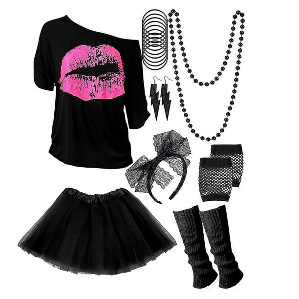 80s 90s Disfraz Tema Fiesta Accesorios Ropa Neon Fiesta Carnaval Mujeres Ninas