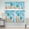 thumbnail image 5 of Summer Beaches Curtain Valances Set Gradient Green Ocean Sea Turtle Starfish Coastal Coral Kitchen Curtains 36&nbsp;inch Length Rod Pocket Valance and Tiers 3 Piece Set Small Bedroom Bathroom Laundry, 5 of 9