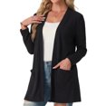 thumbnail image 7 of Women's Lightweight Cardigan Long Sleeve Sweater Open Front Casual Fall Cardigans with Pockets,Black 2XL, 7 of 7