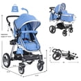 thumbnail image 3 of Costway Folding Aluminum Infant Baby Stroller Kids Carriage Pushchair W/ Diaper Bag Blue, 3 of 8