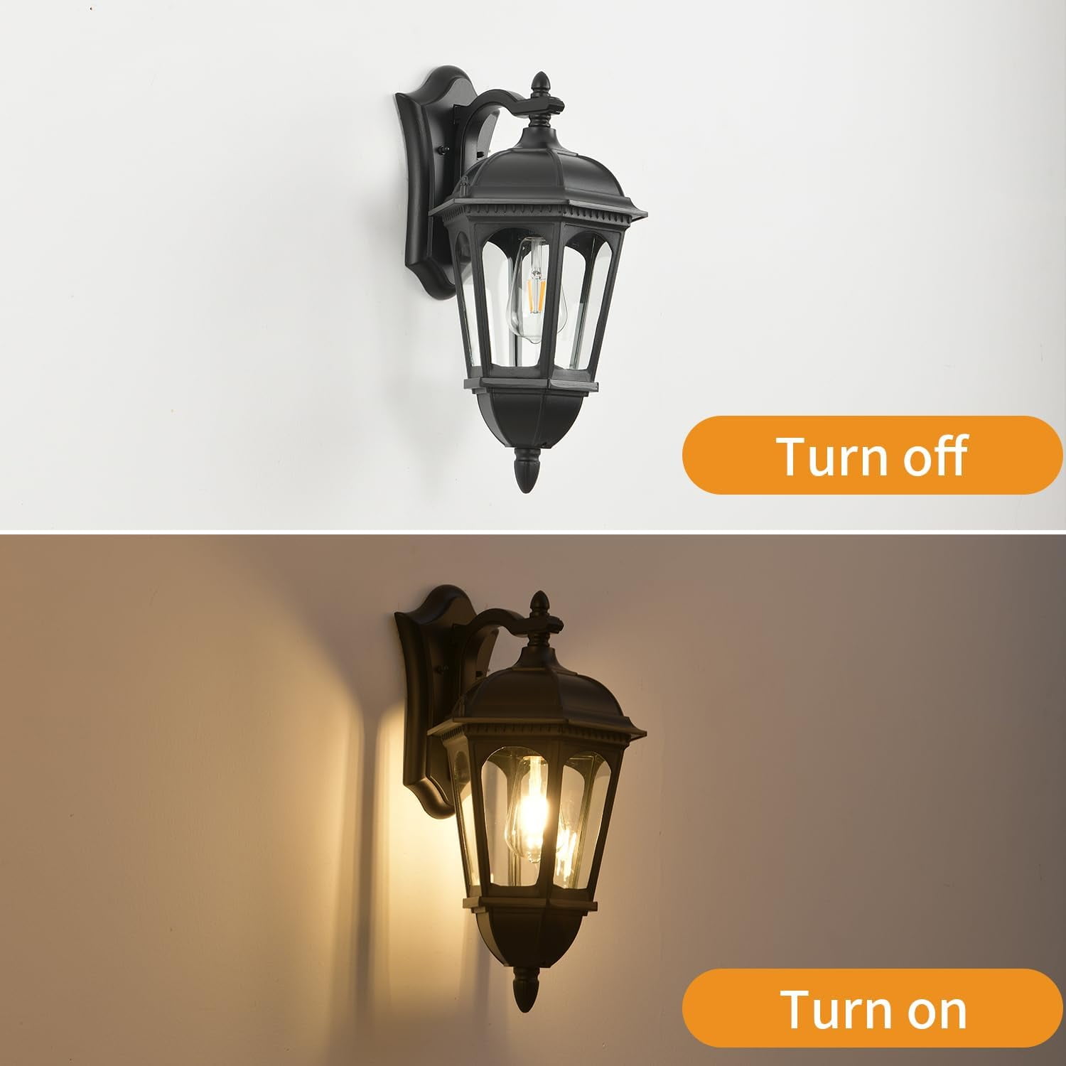 Smeike Large Outdoor Light Fixture, 18.5”H Retro Exterior Wall Mount Lantern with Waterproof, Matte Black Outdoor Wall Lights with Clear Glass for Patio, Porch, Garage