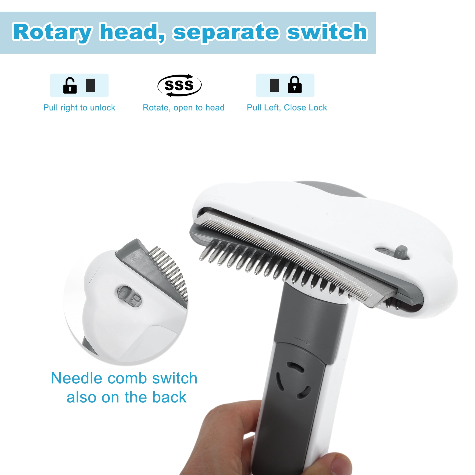 Unique Bargains 3 in 1 Cat Brush for Shedding and Grooming Tool for Indoor Cats Curved