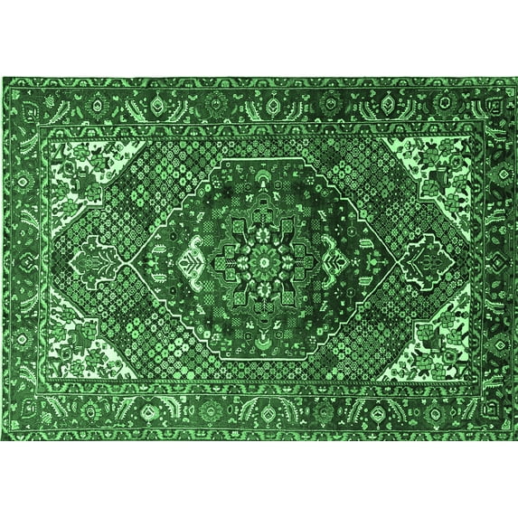 Ahgly Company Indoor Rectangle Persian Emerald Green Traditional Area Rugs, 5' x 7'