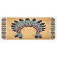 thumbnail image 1 of Tribal Kitchen Mat, Feather Headband on Vintage Background Folk Aztec Illustration, Plush Decorative Kitchen Mat with Non Slip Backing, 47" X 19", Pale Brown Mint, by Ambesonne, 1 of 1