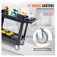 thumbnail image 6 of Utility Cart 2 Shelf 550LBS Heavy Duty Rolling Cart, Plastic 360° Swivel Wheels, Medium Lipped Shelf, Ergonomic Handle for Garage Warehouse Office, 6 of 9