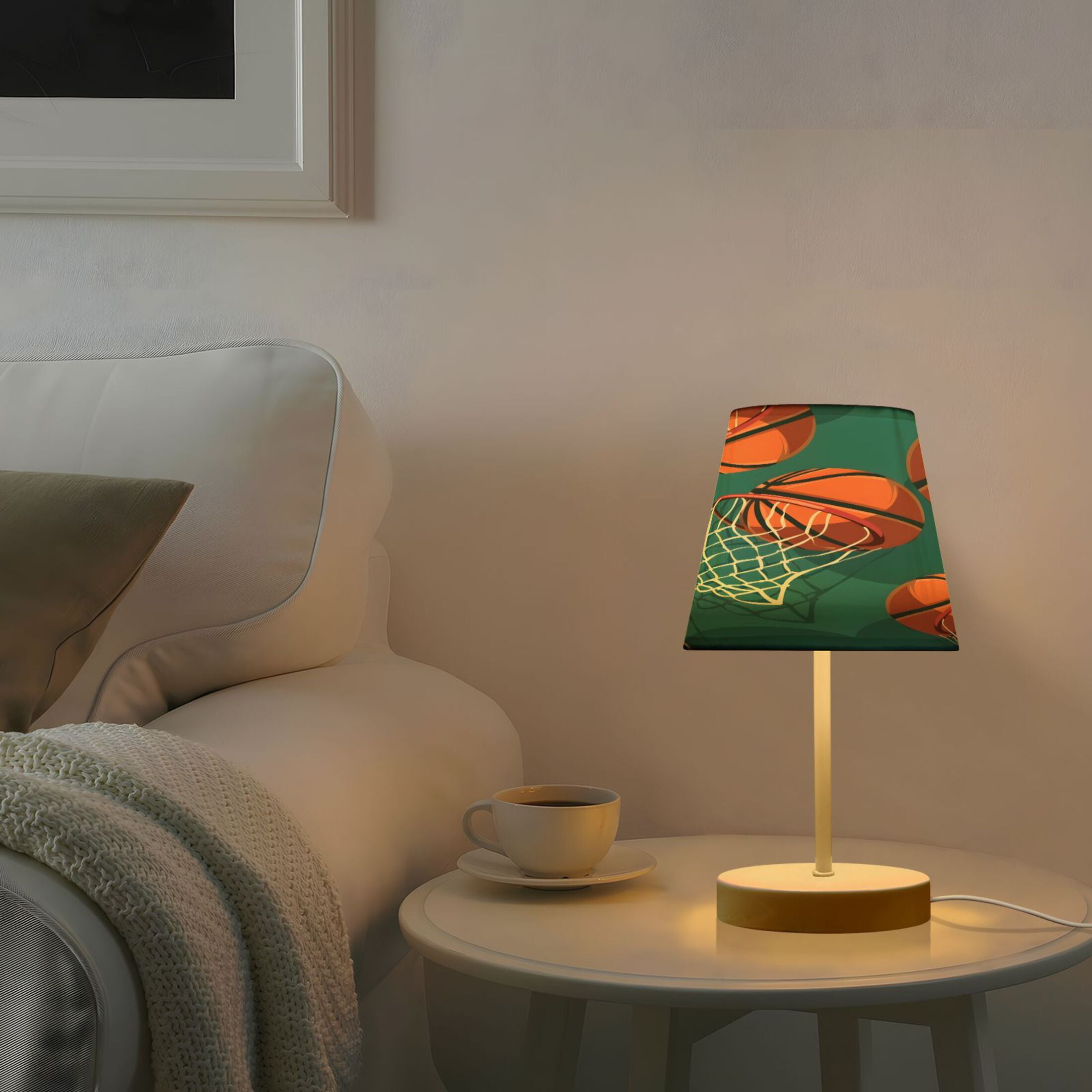 Ryvnso LED Bedside Table Lamp Basketball-a1 Bedroom Desk Lamps Nightstand Lampshade M