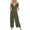 Green, variant on Funicet Jumpsuits for Women Casual Solid V-neck Button Cut Open Back Casual Short Sleeved Jumpsuit Black S