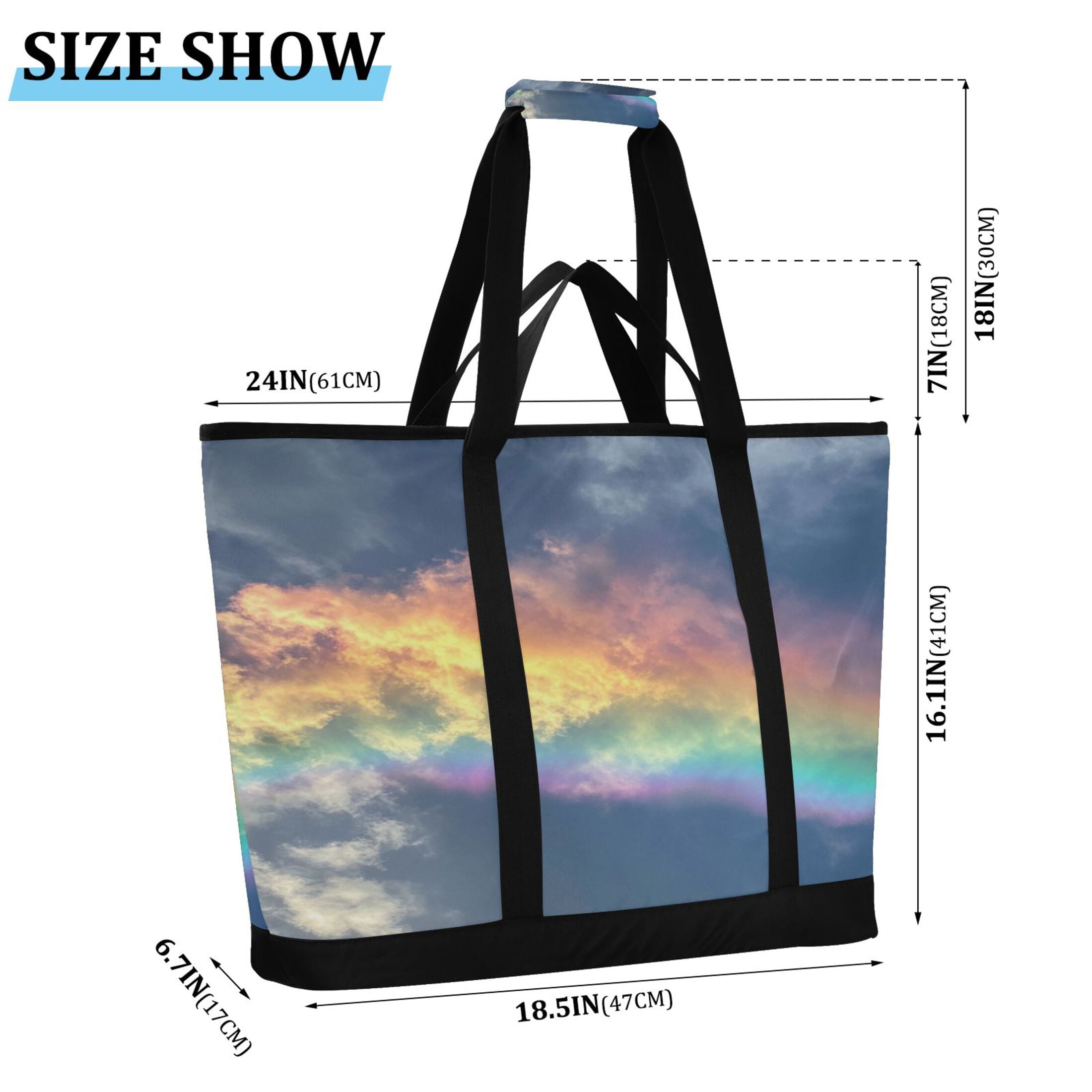 Large Hand-held Ice Pack Picnic Bag Insulation and Refrigeration Suitable for Shopping Picnics and Camping Colorful Rainbow