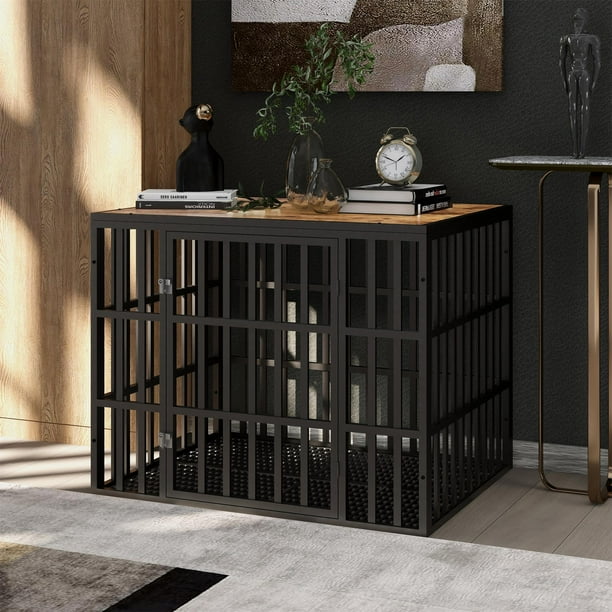 Pefilos 38" Heavy Duty Dog Crate for Large and Medium Dogs, Decorative