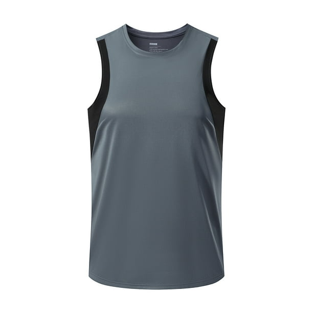 pstuiky Camiseta sin mangas para hombre, Camiseta de cuello redondo para hombre, de secado rápido, holgada y transpirable, informal, sin mangas, para fitness, correr y hacer deporte. xxxl