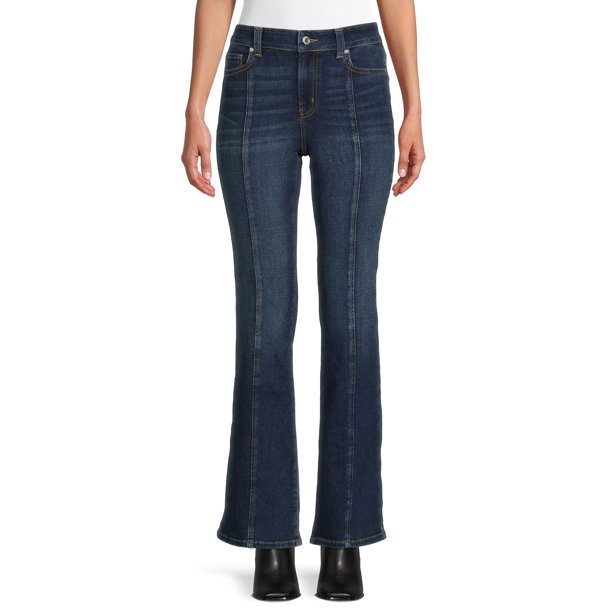 Time and Tru Women's Seamed Flare Jeans, Petite