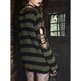 thumbnail image 5 of Women's Striped Distressed Sweater Knitted Sweater Pullover-Army Green-XXL, 5 of 7