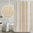 thumbnail image 5 of Small Stall Shower Curtain 36x72 Inch Narrow Half Size Vintage Cream Striped Bath Curtains Bathroom Decor, Farmhouse Modern Stripes Boho Linen Waterproof Fabric Shower Curtain Set with Hooks 36 Inch, 5 of 7