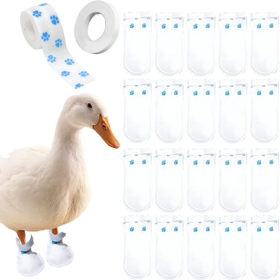 GASTROPOD Disposable Boots for Duck Feet, Foot Care Supplies with Bandage, Large Size (Blue, 20 PCS)
