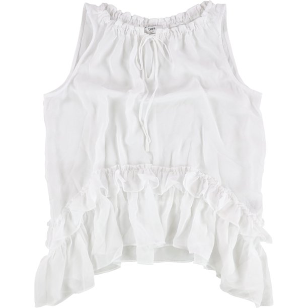 Blusa de punto con volantes para mujer bar III blanca mediana