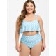 thumbnail image 2 of Superposición de los volantes del lunar de talle alto con pliegues más el tamaño de traje de baño de Tankini Rosegal Blusas Tallas Grandes, 2 of 5