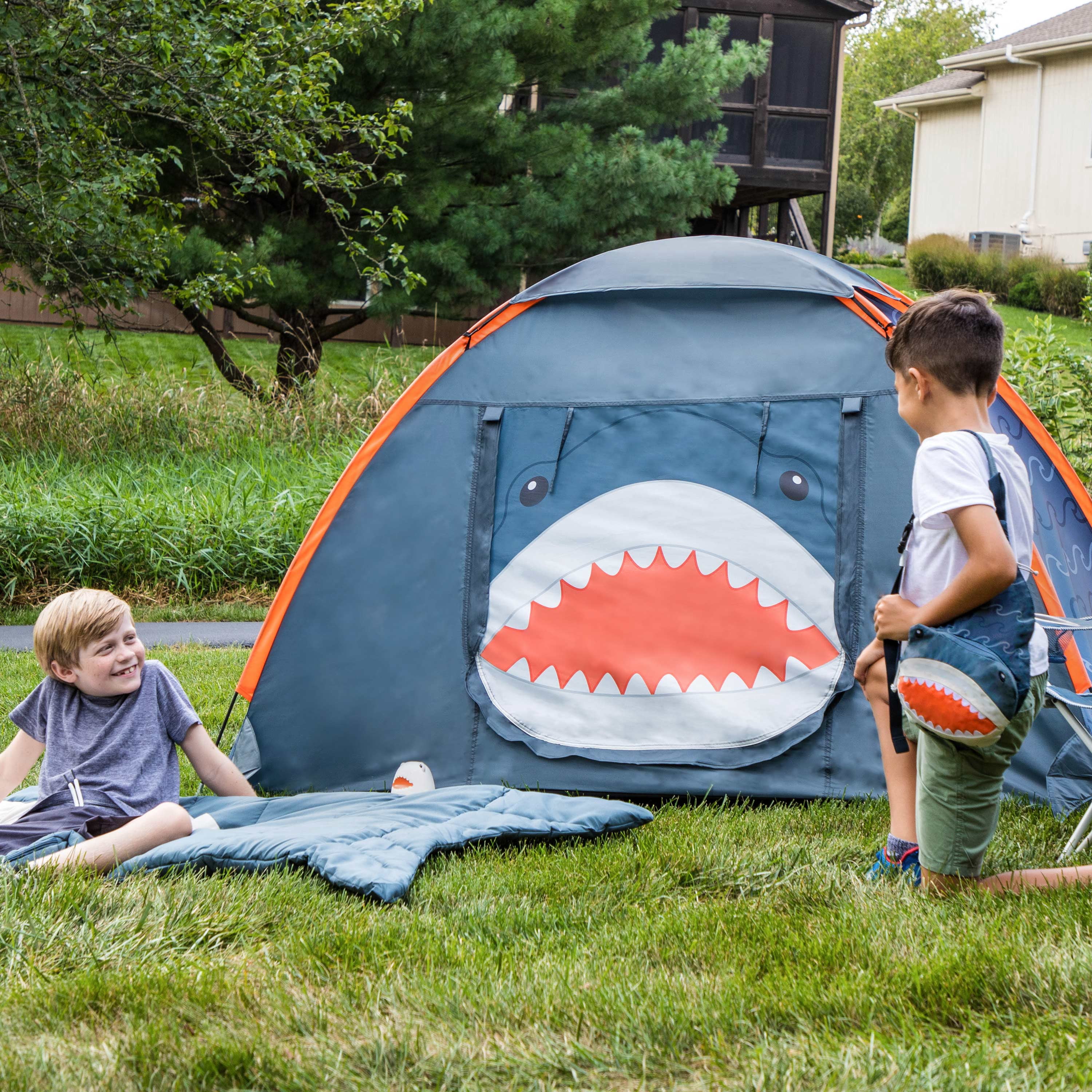Firefly! Outdoor Gear Finn the Shark Sling Backpack, Navy and Gray, 3 Liter, Kids Backpack