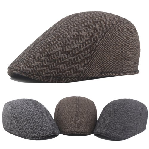 Cheers.US Newsboy Caps Classic Advanced Flat British Western Style Men Hat Herringbone Tweed Wool Blend Flat Cap Ivy Gatsby Cabbie Driving Hat
