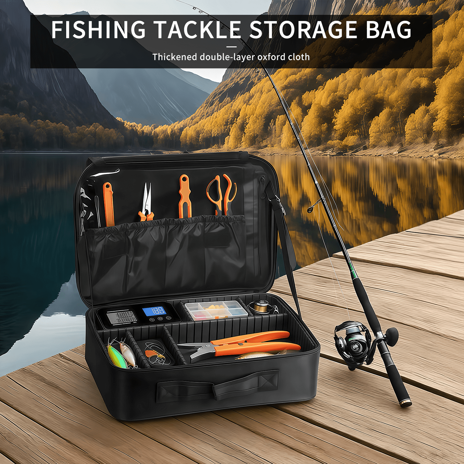 AGOPLEE Waterproof Fishing Reel Box Backpack with Shockproof Dividers & Multiple Pockets - Ideal for Ice Fishing Gear, Travel & Daily Use