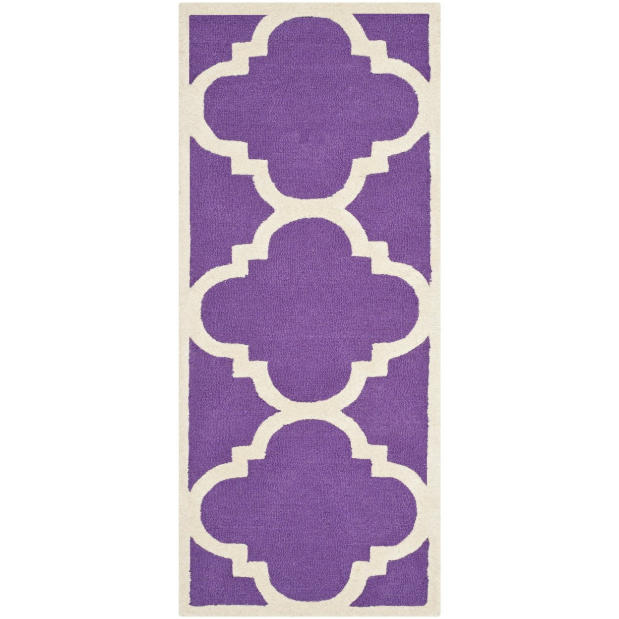 SAFAVIEH Cambridge Justine Geometric Quatrefoil Wool Runner Rug, Purple/Ivory, 2'6" x 8'
