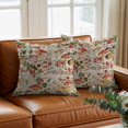 thumbnail image 3 of Mushroom Spring Throw Pillow Cover Floral Summer Plant Leaves Retro Cotton Linen Cushion Cover Throw Pillow Case with Invisible Zipper for Couch Sofa Bed Chair Car 16x16 Inch, 3 of 9