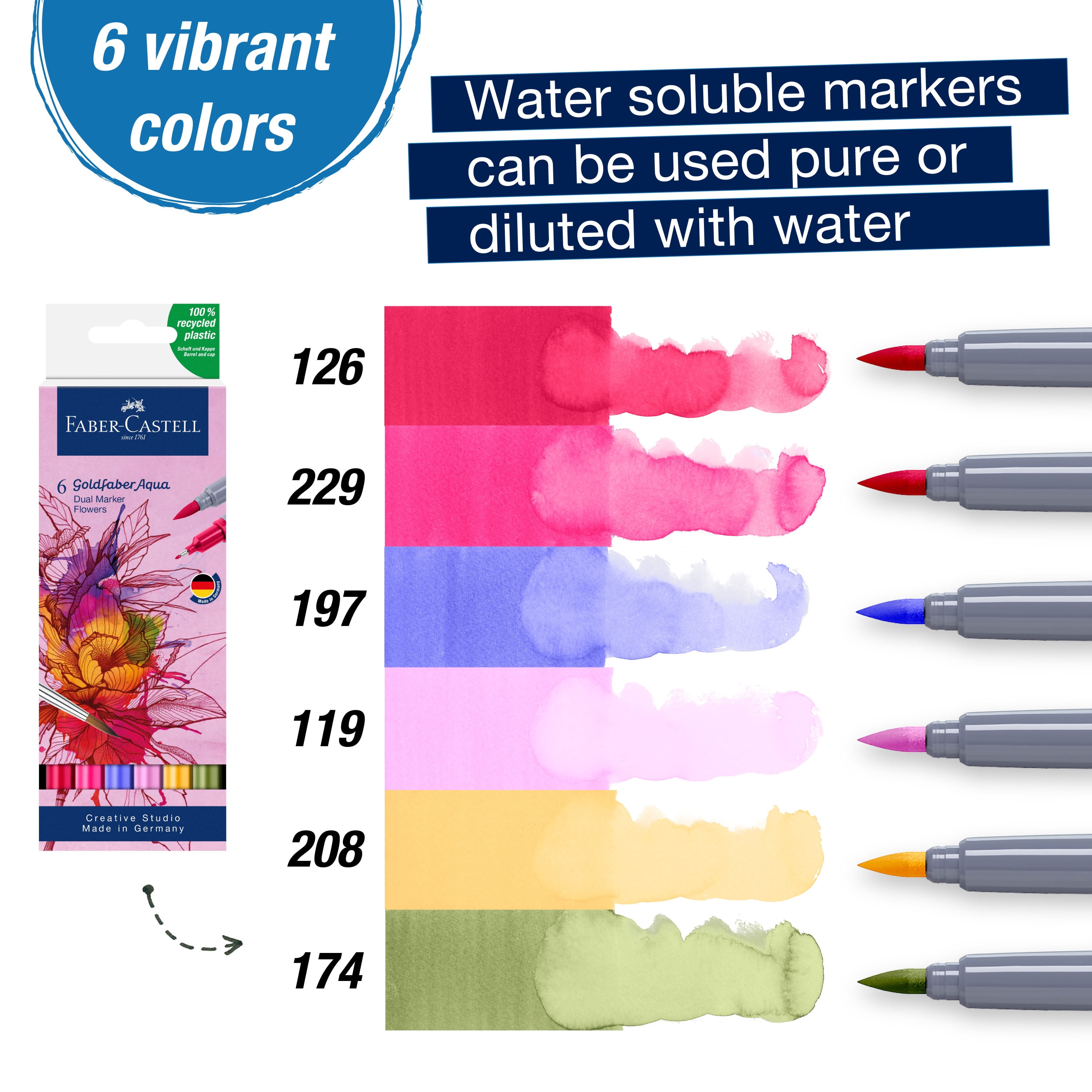 Faber-Castell Goldfaber Aqua Dual Markers Flower- Art Set for Artists (Doubled-Ended Markers)