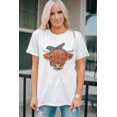 thumbnail image 2 of POGLIP T-Shirt Blanc Mignon Léopard Col Rond pour Femmes, 2 of 6