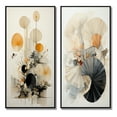 thumbnail image 2 of Designart "Seashell Sumi Asian Painting X" Asian Art Framed Wall Art Set Of 2 - Yellow People Framed Wall Art Set Of 2, 2 of 7
