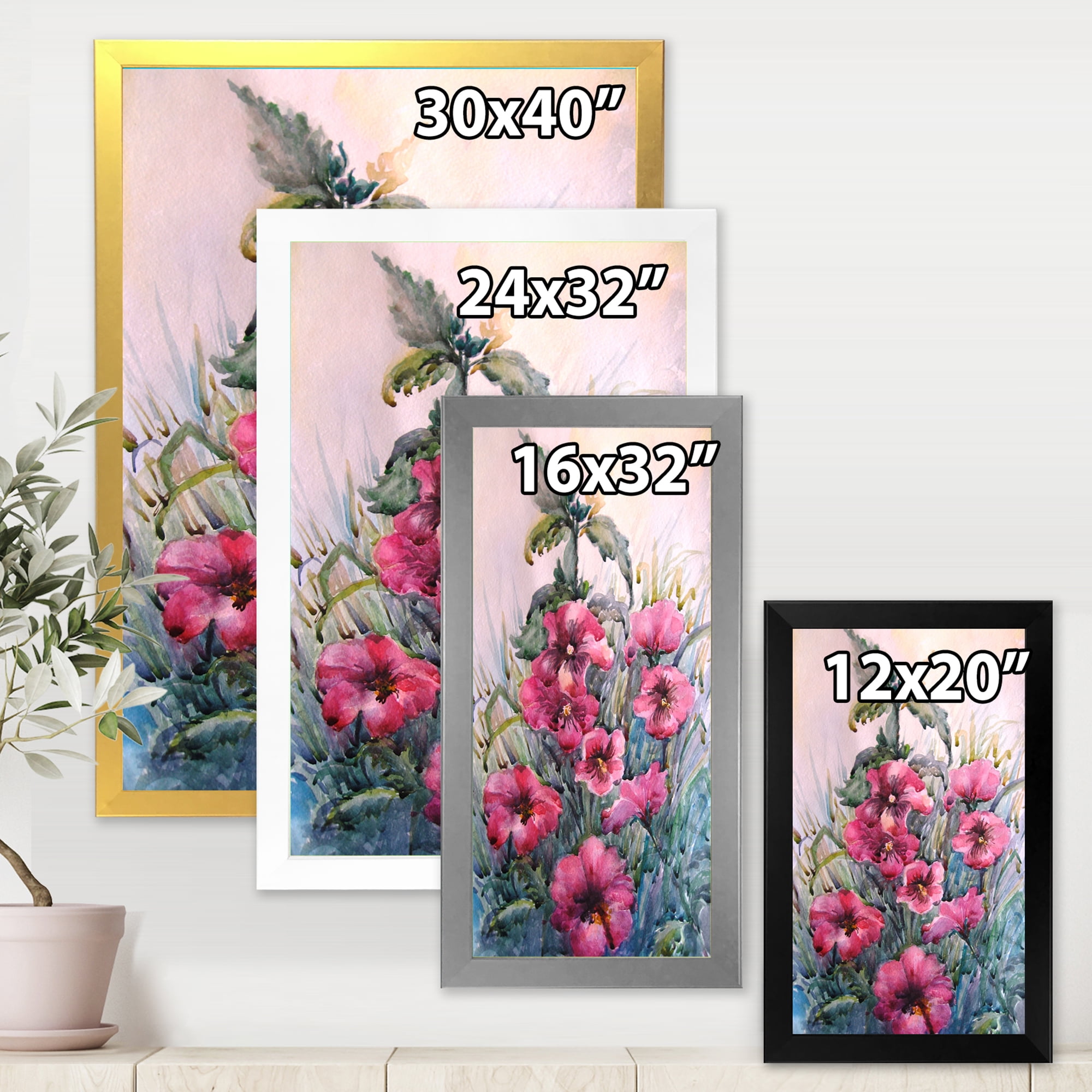 Designart 'Blossoming Hibiscus Flowers In The Wild' Traditional Framed Art Print
