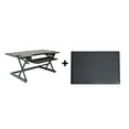 thumbnail image 1 of Rocelco 46" Large Height Adjustable Standing Desk Converter with Anti Fatigue Mat BUNDLE - Quick Sit Stand Up Triple Monitor Riser - Retractable Keyboard Tray (Black), 1 of 9