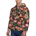 thumbnail image 3 of Wukai Watercolor Red Wildflowers Print Men Hoodies Fleece Sweatshirts Long Sleeve Sweaters Pullover Fall Outfits Winter Clothes-Medium, 3 of 7