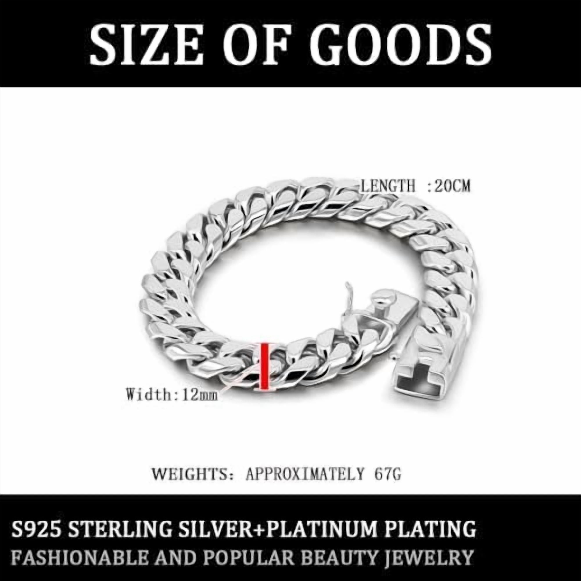 925 Sterling Silver Italian Solid 10-12-14mm Diamond-Cut Cuban Link Curb Chain Bracelet for Men, Jewelry Party Birthday Gift