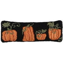 Artist-Designed Pumpkin Patch Hand-Hooked Wool Decorative Throw Pillow (8 in x 24 in) Garden Pillow for Couches & Beds - Easy Care & Low Maintenance - Nature & Fall Themed Pillow