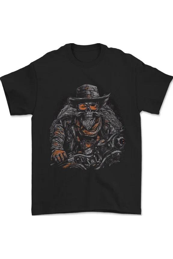 An Old Biker Skull Motorcycle Chopper Mens S-5XL T-Shirt