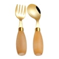 thumbnail image 1 of 2pcs Stainless Steel Toddler Forks And Curved Spoon Set With Wooden Handle Baby Silverware Kids Fork Metal Forks Self Feeding Utensils Children Cutlery Forks For Lunch Box, 1 of 8