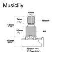 thumbnail image 2 of Alpha A500K Mini Metric Coarse 18-Spline Split Shaft Pots Audio Taper Potentiometers for Electric Guitar Bass (Set of 4), 2 of 5