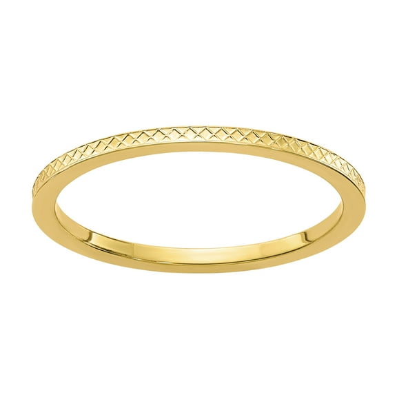 Stackable Expressions 10 Karat Yellow Gold 1.2mm Criss-Cross Pattern Band